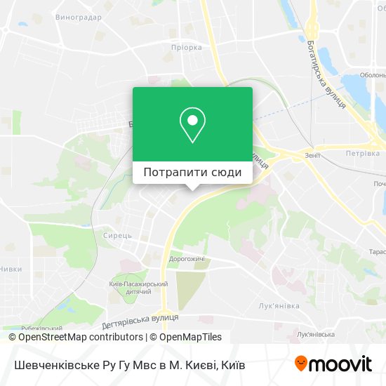 Карта Шевченківське Ру Гу Мвс в М. Києві