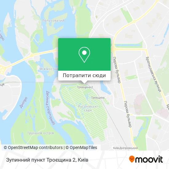 Карта Зупинний пункт Троєщина 2