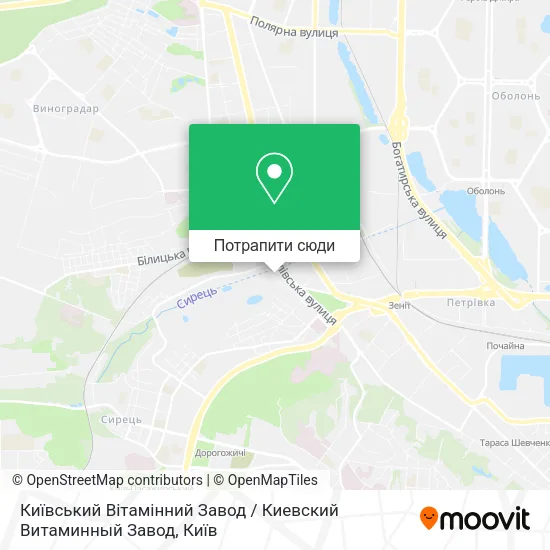 Карта Київський Вітамінний Завод / Киевский Витаминный Завод