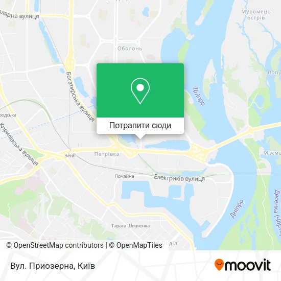 Карта Вул. Приозерна