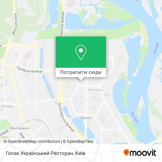 Карта Гопак Український Ресторан