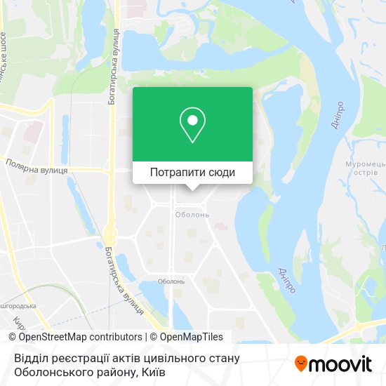 Карта Відділ реєстрації актів цивільного стану Оболонського району