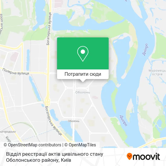 Карта Відділ реєстрації актів цивільного стану Оболонського району
