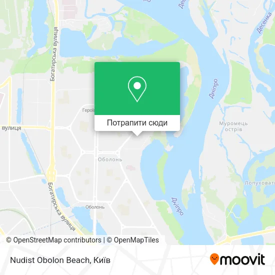 Карта Nudist Obolon Beach