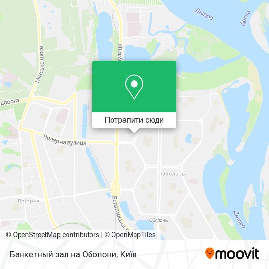 Карта Банкетный зал на Оболони