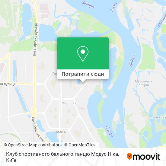 Карта Клуб спортивного бального танцю Модус Ніка