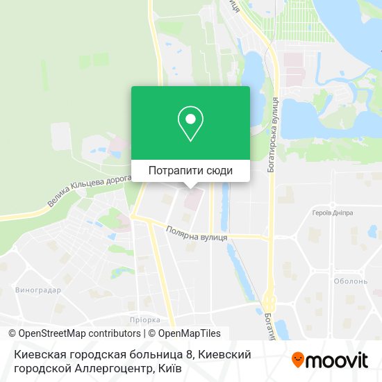Карта Киевская городская больница 8, Киевский городской Аллергоцентр
