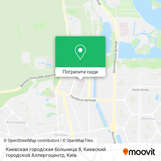 Карта Киевская городская больница 8, Киевский городской Аллергоцентр