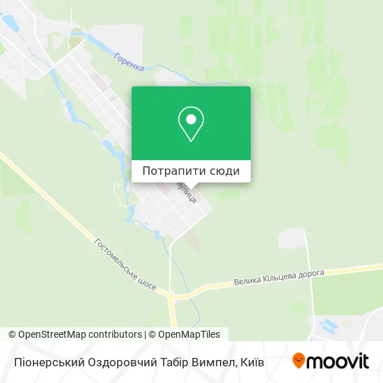 Карта Піонерський Оздоровчий Табір Вимпел