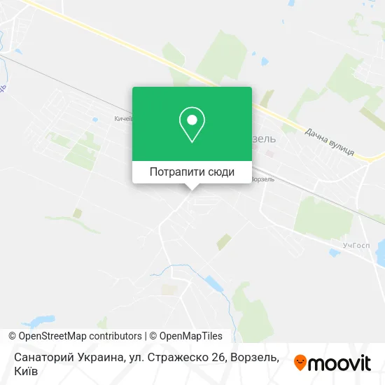 Карта Санаторий Украина, ул. Стражеско 26, Ворзель