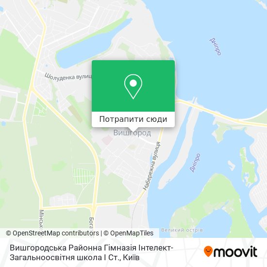 Карта Вишгородська Районна Гімназія Інтелект-Загальноосвітня школа І Ст.
