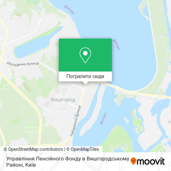 Карта Управління Пенсійного Фонду в Вишгородському Районі