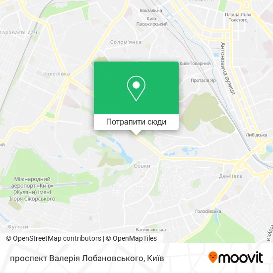 Карта проспект Валерія Лобановського