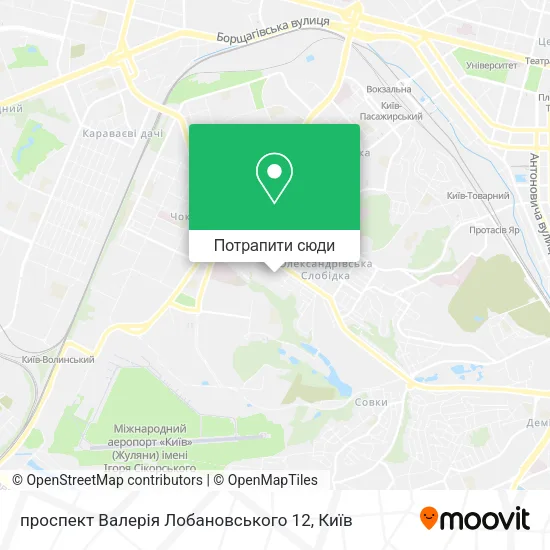 Карта проспект Валерія Лобановського 12