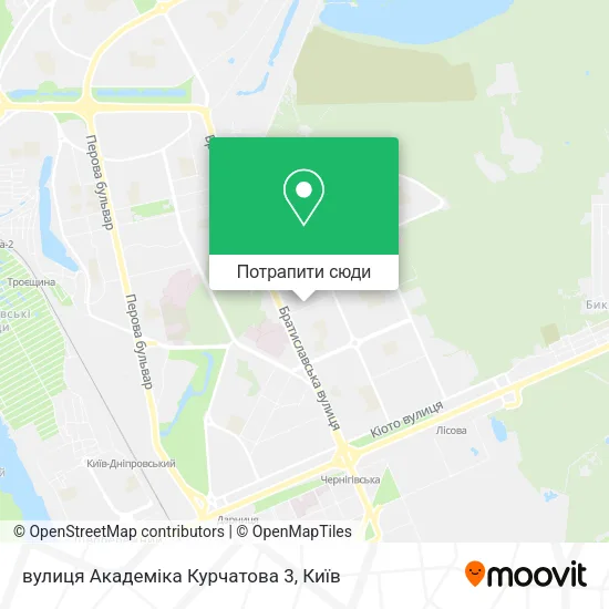Карта вулиця Академіка Курчатова 3