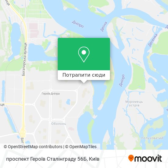 Карта проспект Героїв Сталінграду 56Б