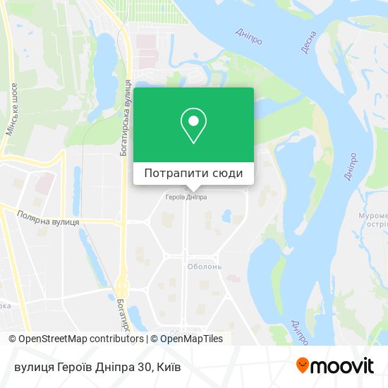 Карта вулиця Героїв Дніпра 30