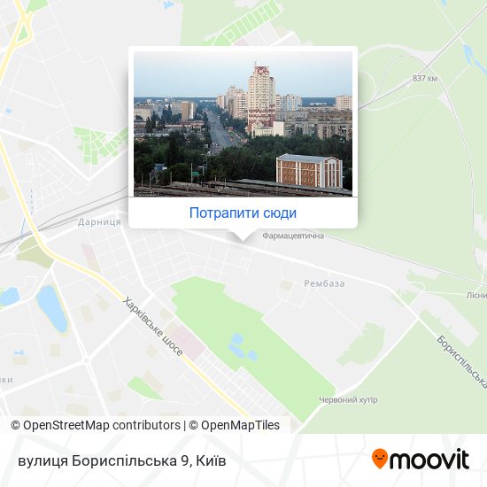 Карта вулиця Бориспільська 9