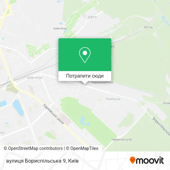Карта вулиця Бориспільська 9