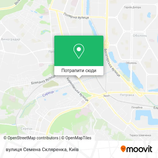 Карта вулиця Семена Скляренка