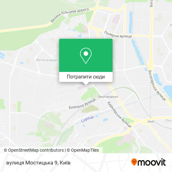 Карта вулиця Мостицька 9
