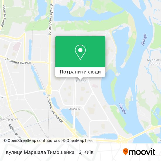 Карта вулиця Маршала Тимошенка 16