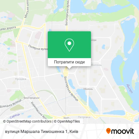 Карта вулиця Маршала Тимошенка 1