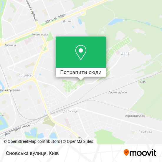 Карта Сновська вулиця