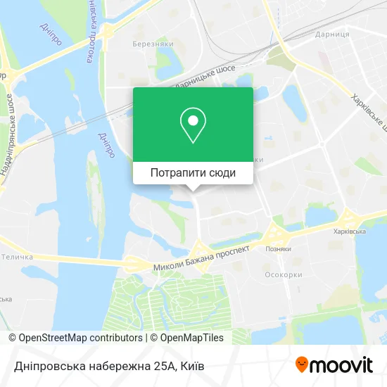 Карта Дніпровська набережна 25А