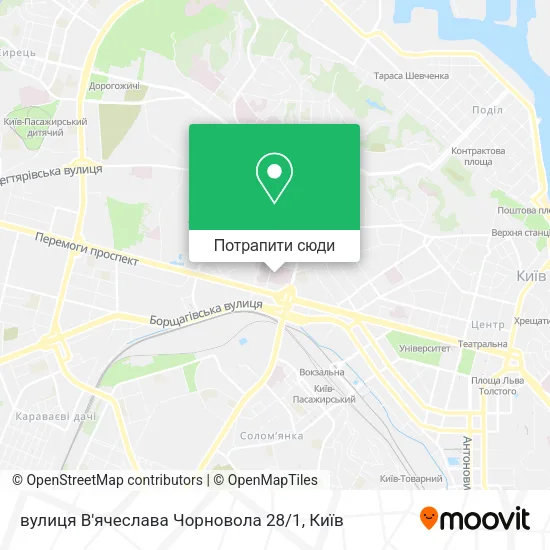 Карта вулиця В'ячеслава Чорновола 28 / 1