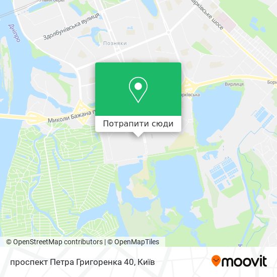 Карта проспект Петра Григоренка 40