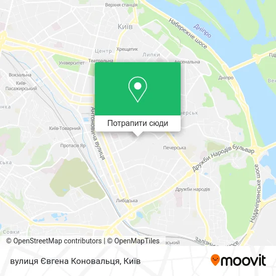 Карта вулиця Євгена Коновальця