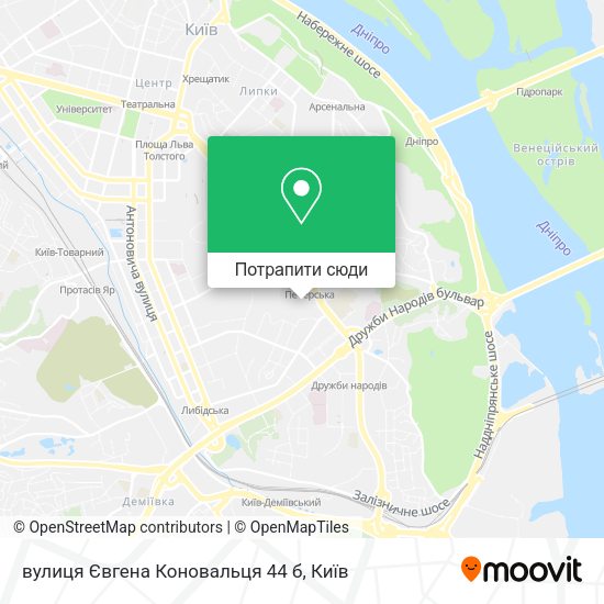 Карта вулиця Євгена Коновальця 44 б