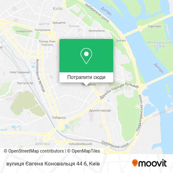 Карта вулиця Євгена Коновальця 44 б