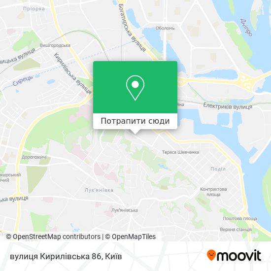 Карта вулиця Кирилівська 86