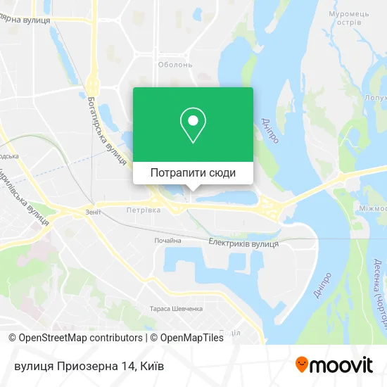 Карта вулиця Приозерна 14