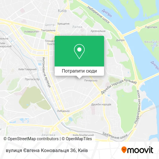Карта вулиця Євгена Коновальця 36