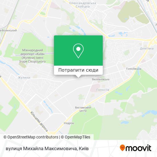 Карта вулиця Михайла Максимовича