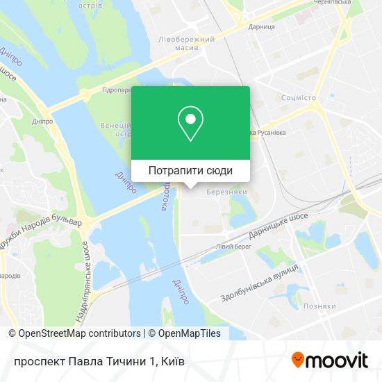 Карта проспект Павла Тичини 1