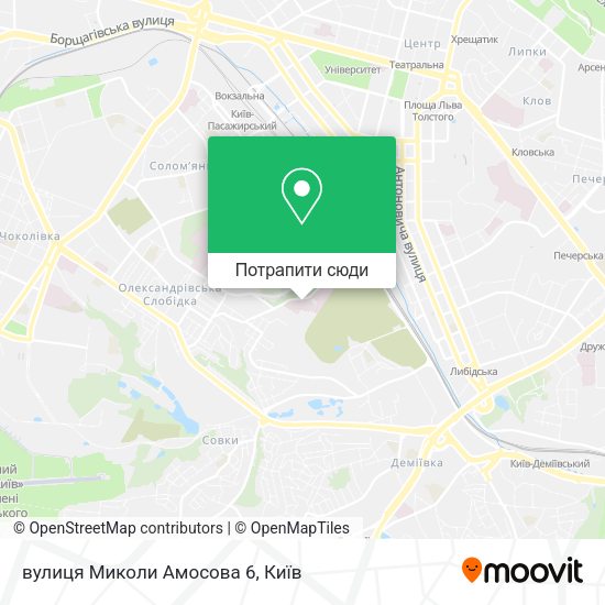 Карта вулиця Миколи Амосова 6
