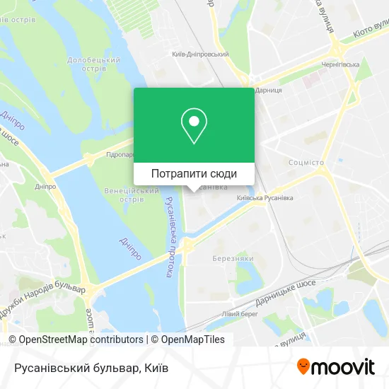 Карта Русанівський бульвар