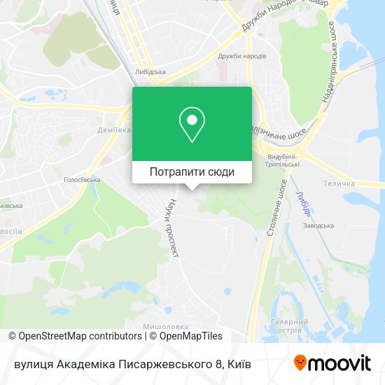 Карта вулиця Академіка Писаржевського 8
