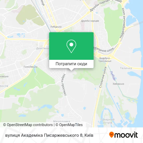 Карта вулиця Академіка Писаржевського 8