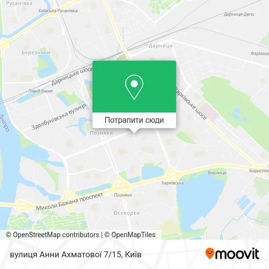 Карта вулиця Анни Ахматової 7/15