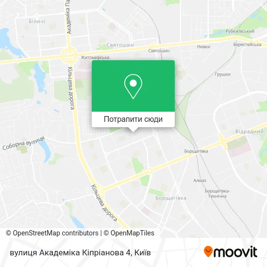 Карта вулиця Академіка Кіпріанова 4