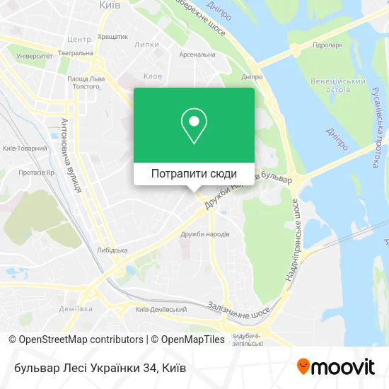 Карта бульвар Лесі Українки 34