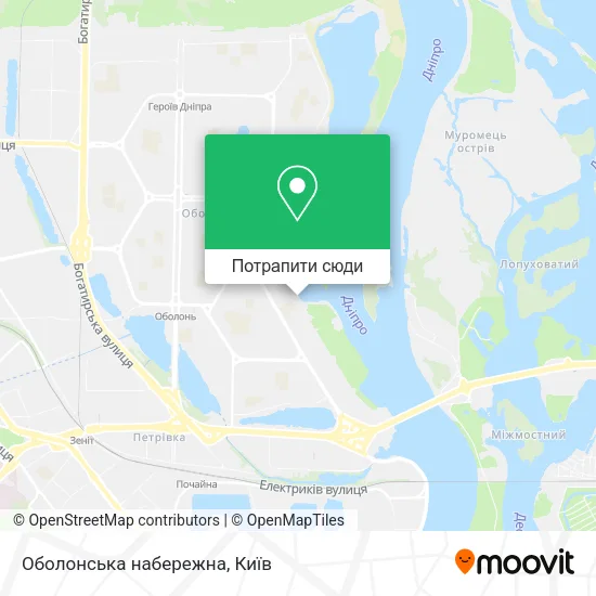 Карта Оболонська набережна