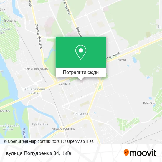 Карта вулиця Попудренка 34