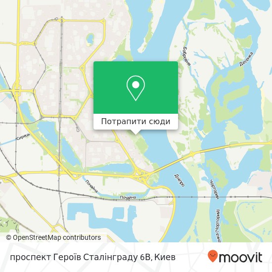 Карта проспект Героїв Сталінграду 6В