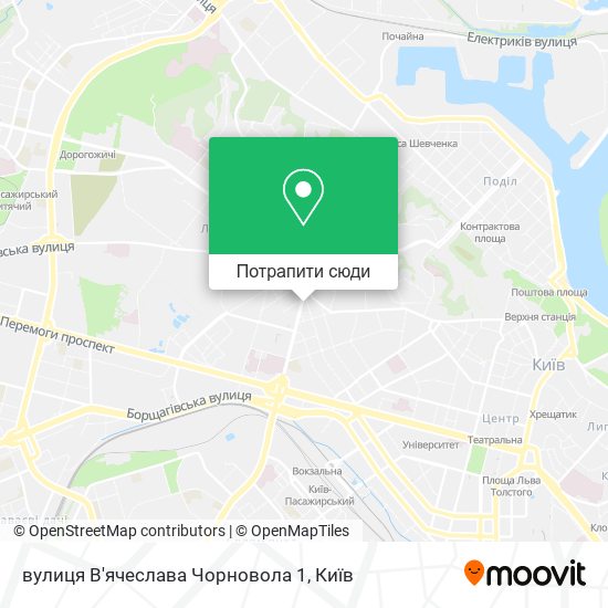 Карта вулиця В'ячеслава Чорновола 1